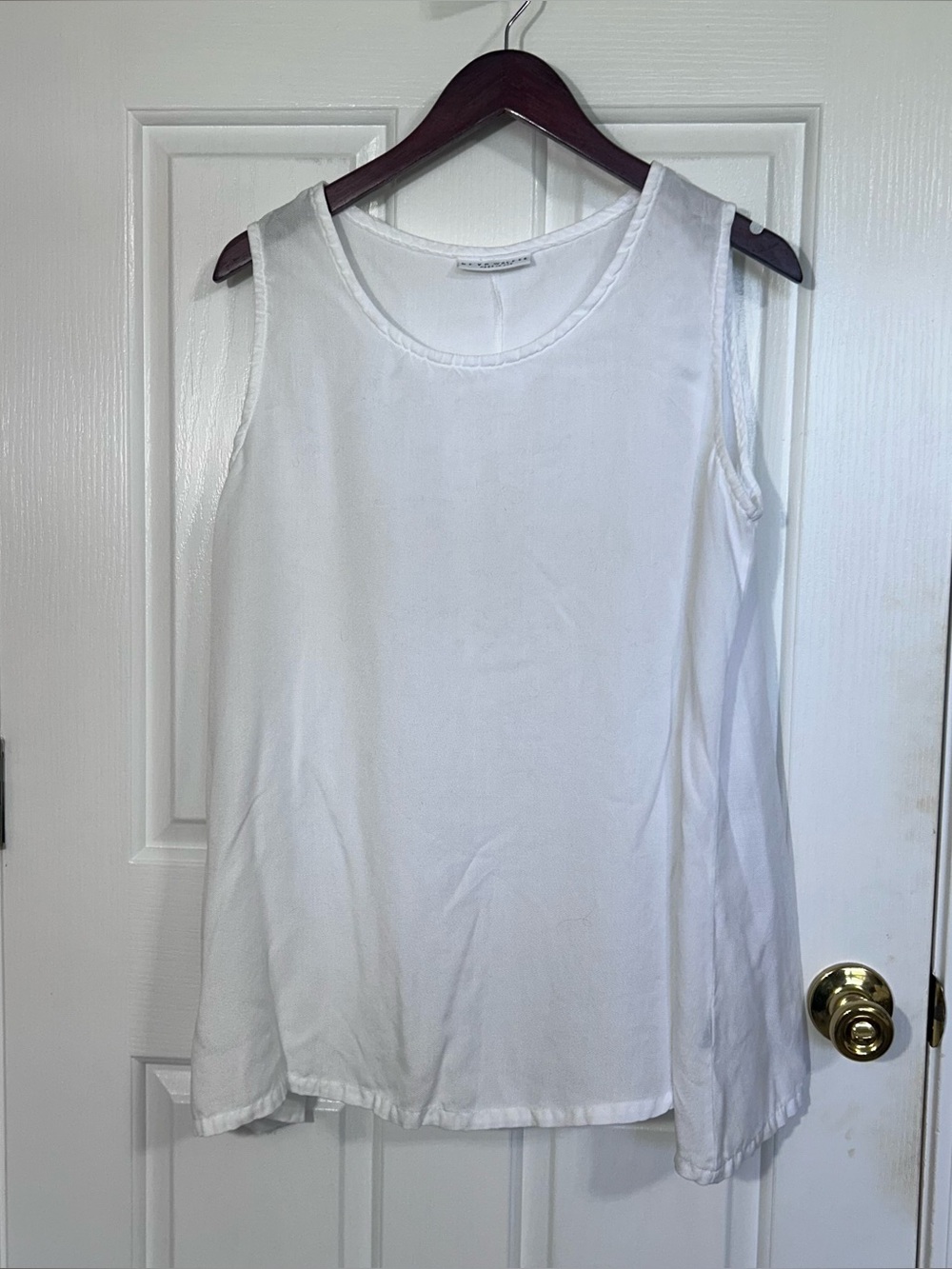 Bryn Walker Breeze Tank Top White Tencel Lagenlook A-Line Swing Cami Small